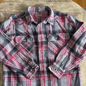 Men’s Plaid Shirt - Red and Gray Large